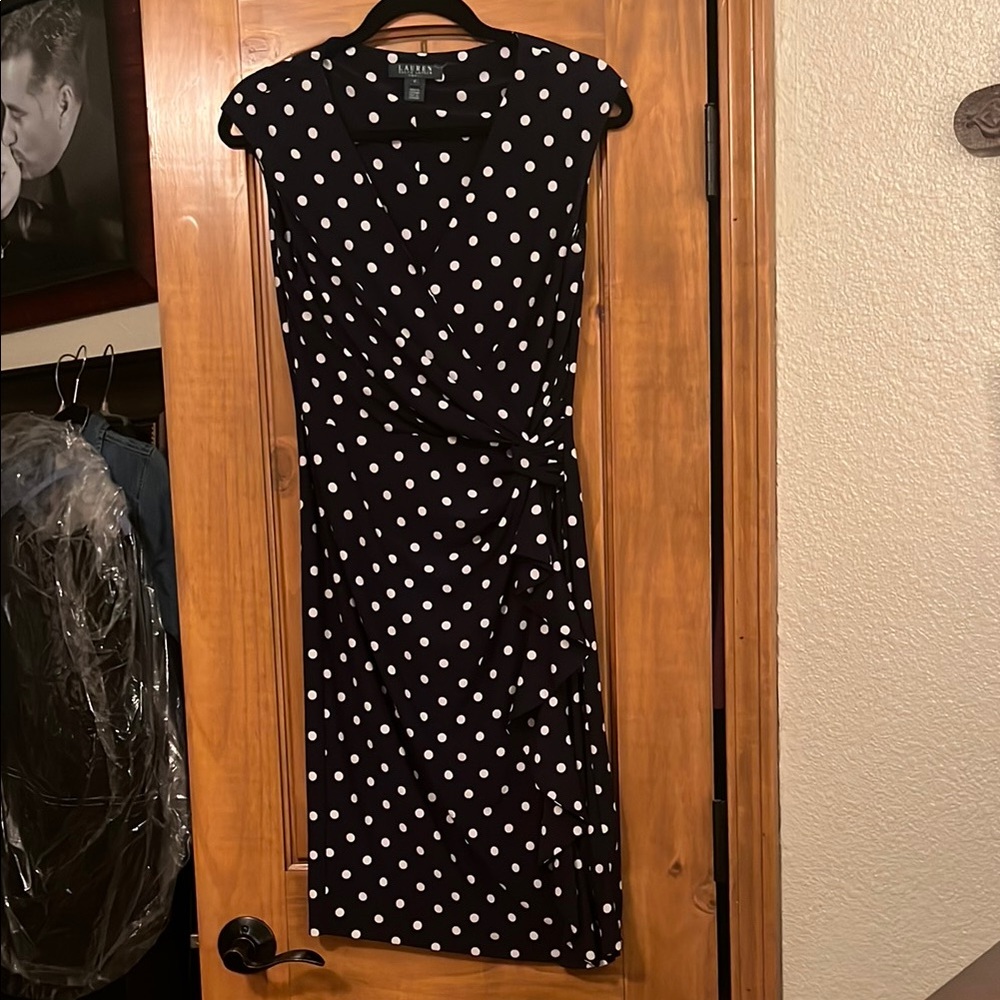 Ralph Lauren Navy BLUE Polka Dot Dress